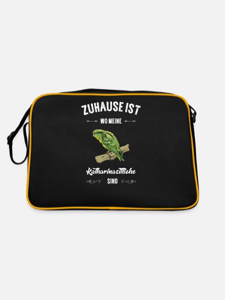 Katharinasittich I Sittich ZiervogelMotiv für - Retro Tasche - Schwarz/Gold - Hinten