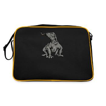 Dragon de Komodo I Motif de dragon de Komodo pour reptiles - Sac Retro - noir/or - Dos