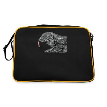 Dragon de Komodo I Motif de dragon de Komodo pour reptiles - Sac Retro - noir/or - Dos