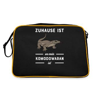 Komodowaran I Komododrache Motiv für Reptilien - Retro Tasche - Schwarz/Gold - Hinten
