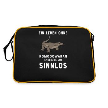 Komodowaran I Komododrache Motiv für Reptilien - Retro Tasche - Schwarz/Gold - Hinten