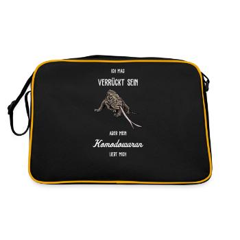 Komodowaran I Komododrache Motiv für Reptilien - Retro Tasche - Schwarz/Gold - Hinten