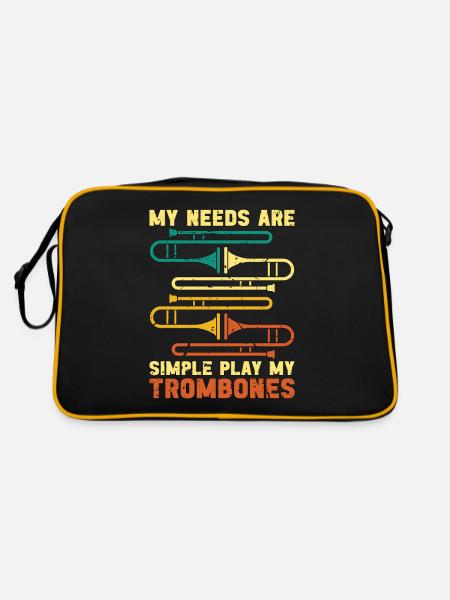 Trombone mes besoins sont simples fanfare rétro - Sac Retro - noir/or - Dos