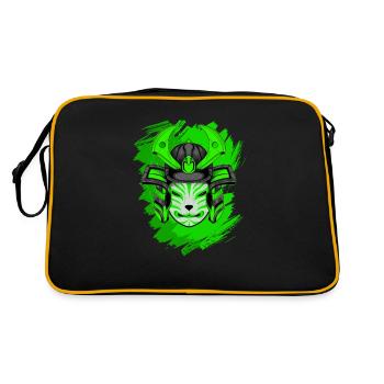 Kitsun Vaporwave Japanische Kami Vaporwave Kitsune - Retro Tasche - Schwarz/Gold - Hinten