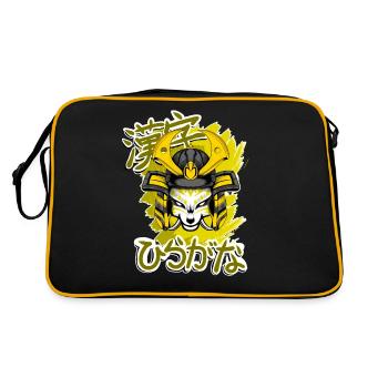 Kitsun Vaporwave Japanische Kami Vaporwave Kitsune - Retro Tasche - Schwarz/Gold - Hinten