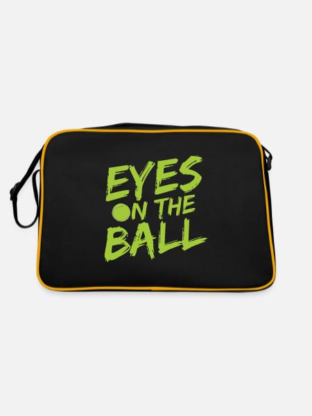 Tennisplatz Spruch Für Tennis - Retro Tasche - Schwarz/Gold - Hinten