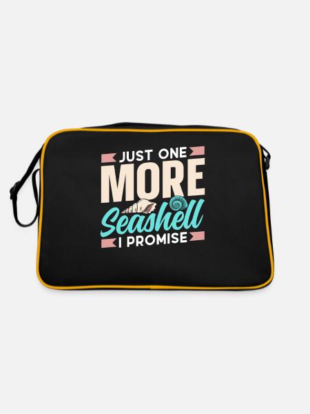 Nur Noch Eine Muschel Ich Verspreche Es Muscheln - Retro Tasche - Schwarz/Gold - Hinten