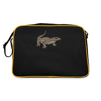 Dragon de Komodo I Motif de dragon de Komodo pour reptiles - Sac Retro - noir/or - Dos
