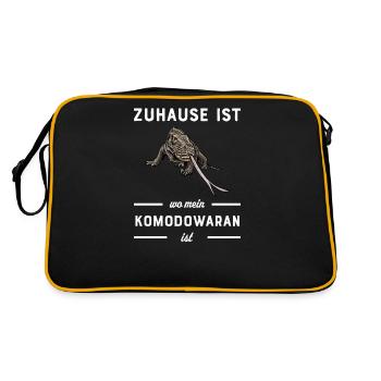 Komodowaran I Komododrache Motiv für Reptilien - Retro Tasche - Schwarz/Gold - Hinten
