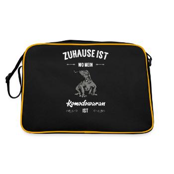 Komodowaran I Komododrache Motiv für Reptilien - Retro Tasche - Schwarz/Gold - Hinten