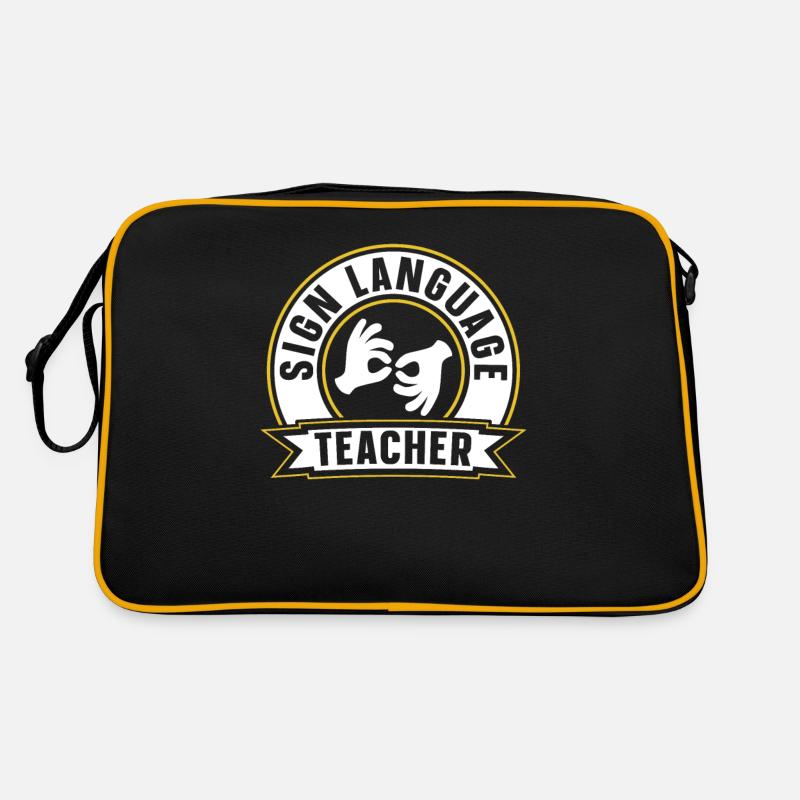 Gebärdensprache Lehrer Awareness Gebärden Gestik Retro Tasche