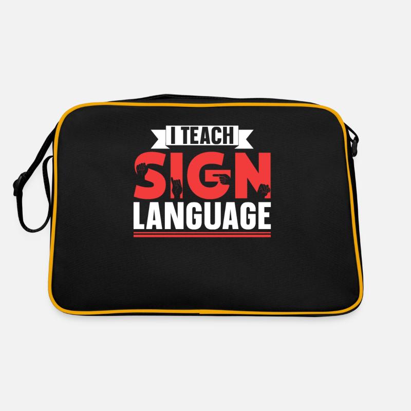 Ich Unterrichte Gebärdensprache Gebärden Awareness Retro Tasche
