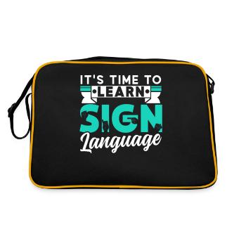 It's time to learn sign language Sign language - Retro Bag - black/gold - Back
