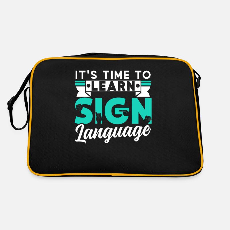 Il est temps d’apprendre la langue des signes - Sac Retro - noir/or