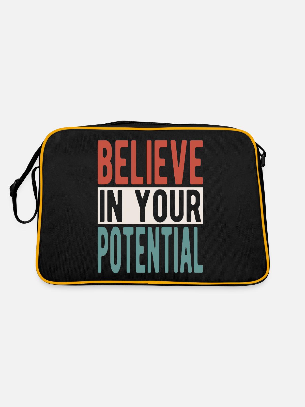 Believe in your potential - Retro Bag - black/gold - Back