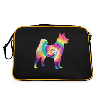 Tie Dye Hund - Retro Tasche - Schwarz/Gold - Hinten