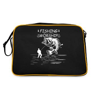 Angeln Anbetung - - Retro Tasche - Schwarz/Gold - Hinten