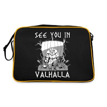 See you in Valhalla I Walhalla Wikinger - Retro Tasche - Schwarz/Gold - Hinten
