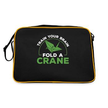 Trainiere dein Gehirn Lustiger Faltkranich aus - Retro Tasche - Schwarz/Gold - Hinten