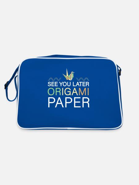 See You Later Lustiges faltbares Origami-Papier - Retro Tasche - Blau/Weiß - Hinten