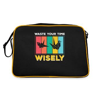 Lustiges Verschwenden Sie Ihre Zeit mit Bedacht, - Retro Tasche - Schwarz/Gold - Hinten