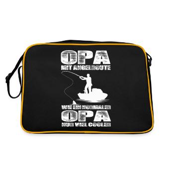 Opa Mit Angelroute Wie Ein Normaler Opa Nur Cool - Retro Tasche - Schwarz/Gold - Hinten