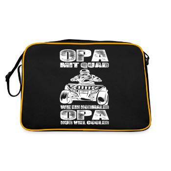 Opa Mit Quad Wie Ein Normaler Opa Nur Cooler - Retro Tasche - Schwarz/Gold - Hinten