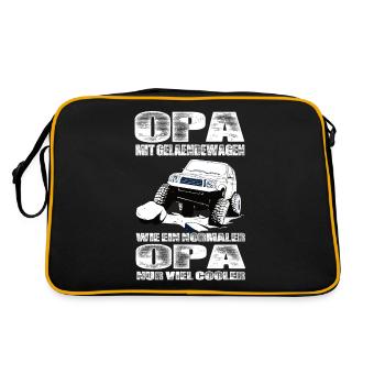 Opa Mit Geländewagen Wie Ein Normaler Opa Nur Cool - Retro Tasche - Schwarz/Gold - Hinten