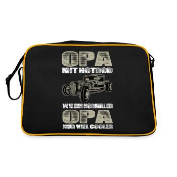 Opa Mit Hotrod Wie Ein Normaler Opa Nur Cooler - Retro Tasche - Schwarz/Gold - Hinten