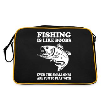 Fishing is like breasts, even the little ones make S - Retro Bag - black/gold - Back