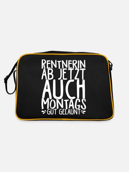 Rentnerin Ab Jetzt Auch Montags Gut gelaunt Ruhest - Retro Tasche - Schwarz/Gold - Hinten