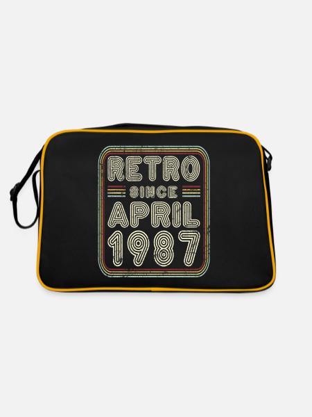 Geburtstag April 1987 Retro Geschenk - Retro Tasche - Schwarz/Gold - Hinten