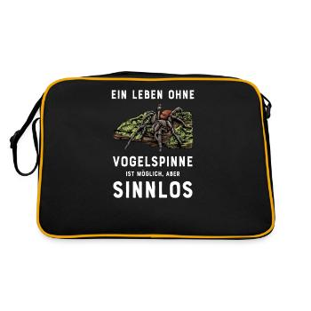 Vogelspinne I Tarantula Terrarium Motiv für - Retro Tasche - Schwarz/Gold - Hinten