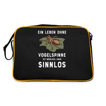 Vogelspinne I Tarantula Terrarium Motiv für - Retro Tasche - Schwarz/Gold - Hinten