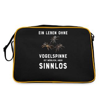 Vogelspinne I Tarantula Terrarium Motiv für - Retro Tasche - Schwarz/Gold - Hinten