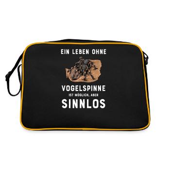 Vogelspinne I Tarantula Terrarium Motiv für - Retro Tasche - Schwarz/Gold - Hinten