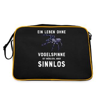 Vogelspinne I Tarantula Terrarium Motiv für - Retro Tasche - Schwarz/Gold - Hinten