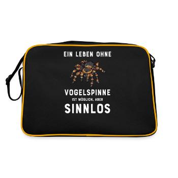 Vogelspinne I Tarantula Terrarium Motiv für - Retro Tasche - Schwarz/Gold - Hinten