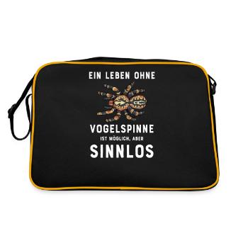 Vogelspinne I Tarantula Terrarium Motiv für - Retro Tasche - Schwarz/Gold - Hinten