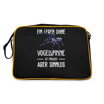 Vogelspinne I Tarantula Terrarium Motiv für - Retro Tasche - Schwarz/Gold - Hinten