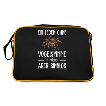 Vogelspinne I Tarantula Terrarium Motiv für - Retro Tasche - Schwarz/Gold - Hinten
