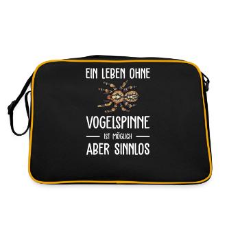 Vogelspinne I Tarantula Terrarium Motiv für - Retro Tasche - Schwarz/Gold - Hinten