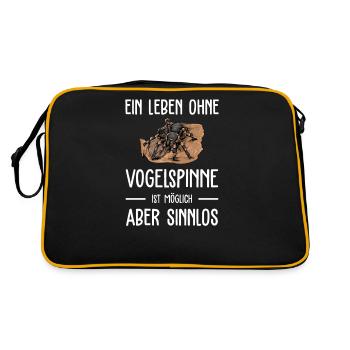 Vogelspinne I Tarantula Terrarium Motiv für - Retro Tasche - Schwarz/Gold - Hinten