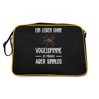 Vogelspinne I Tarantula Terrarium Motiv für - Retro Tasche - Schwarz/Gold - Hinten