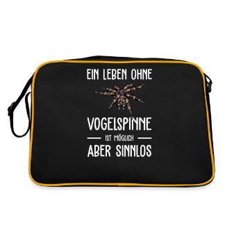 Vogelspinne I Tarantula Terrarium Motiv für - Retro Tasche - Schwarz/Gold - Hinten