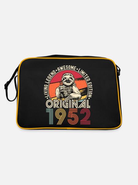 1952 Birthday vintage vintage sloth gift - Retro Bag - black/gold - Back