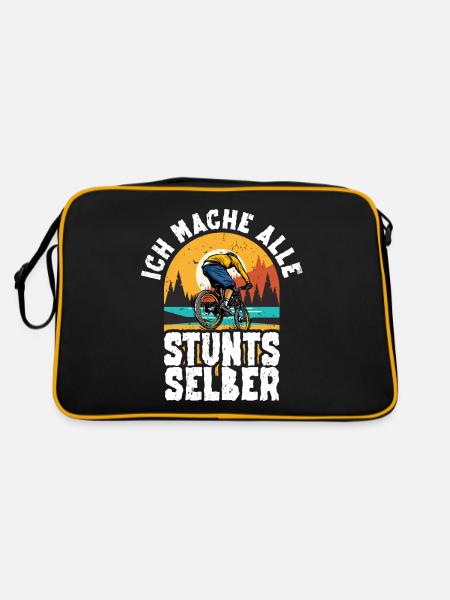 Mountainbiken Downhillbiker - Retro Tasche - Schwarz/Gold - Hinten