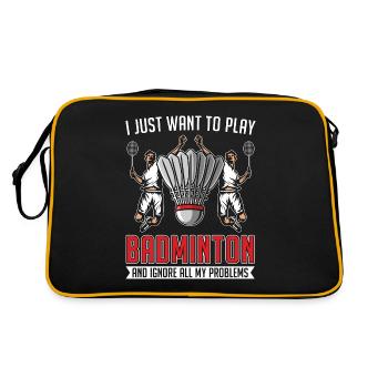 Badminton I Just Want To Play Racquet Sport Player - Retro Bag - black/gold - Back