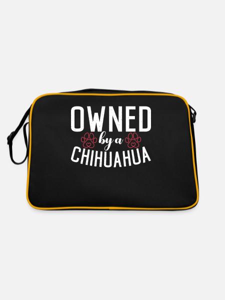 Chihuahua Geschenke Chihuahua Besitzer - Retro Tasche - Schwarz/Gold - Hinten