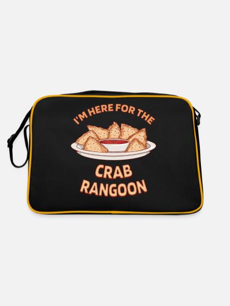 Krabben Rangun Chinesisches Essen Wonton Dumplings Fans - Retro Tasche - Schwarz/Gold - Hinten